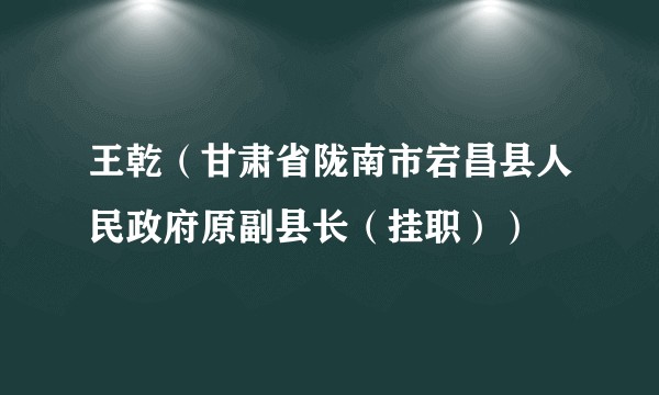 王乾(甘肃省陇南市宕昌县人民政府原副县长(挂职))