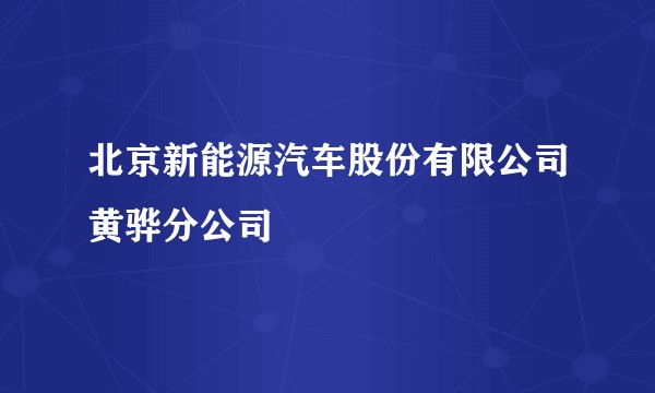 北京新能源汽车股份有限公司黄骅分公司