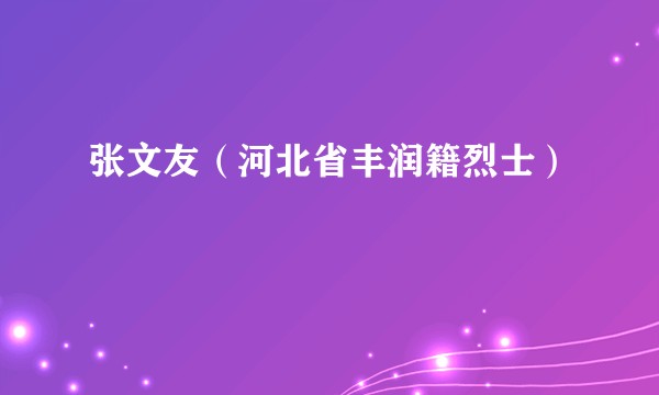张文友（河北省丰润籍烈士）