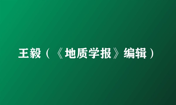 王毅（《地质学报》编辑）
