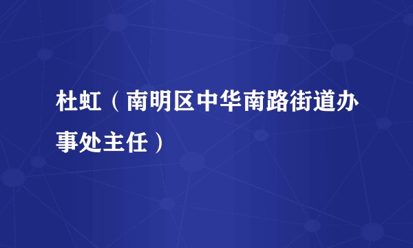 杜虹（南明区中华南路街道办事处主任）