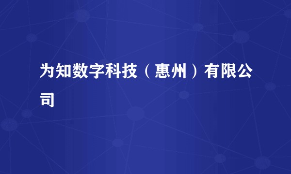 为知数字科技（惠州）有限公司