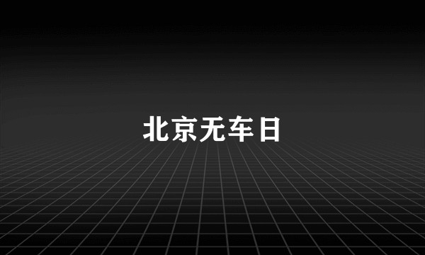 北京无车日