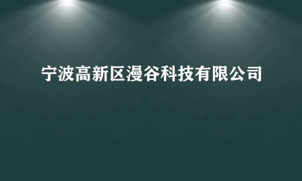 宁波高新区漫谷科技有限公司