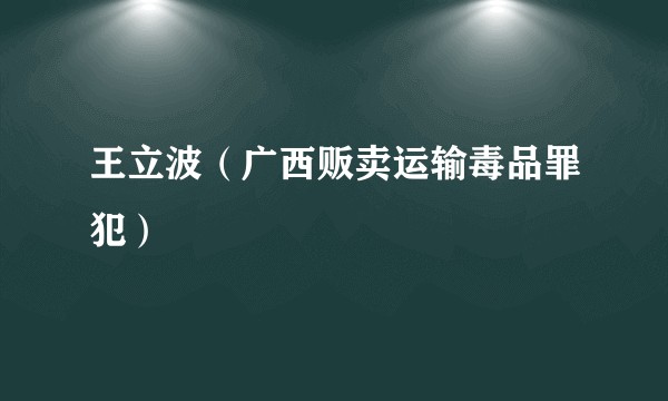 王立波（广西贩卖运输毒品罪犯）