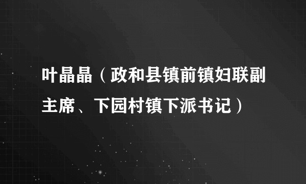 叶晶晶（政和县镇前镇妇联副主席、下园村镇下派书记）