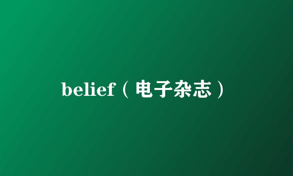 belief（电子杂志）