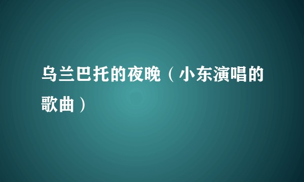 乌兰巴托的夜晚（小东演唱的歌曲）