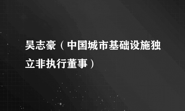 吴志豪(中国城市基础设施独立非执行董事)