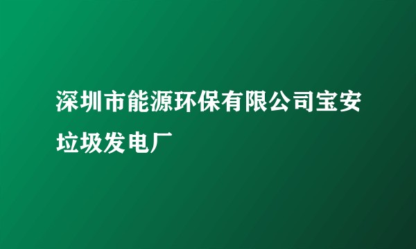 深圳市能源环保有限公司宝安垃圾发电厂