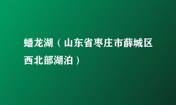 蟠龙湖（山东省枣庄市薛城区西北部湖泊）