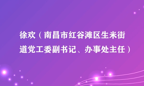 徐欢（南昌市红谷滩区生米街道党工委副书记、办事处主任）