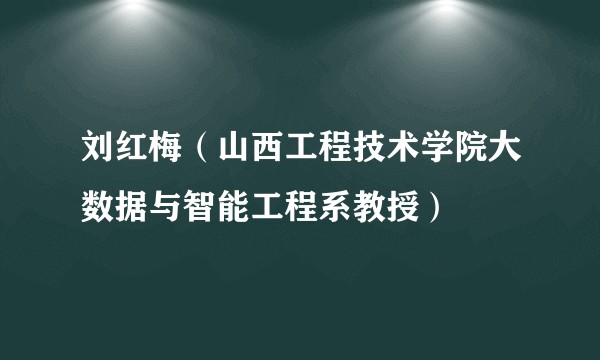 刘红梅(山西工程技术学院大数据与智能工程系教授)