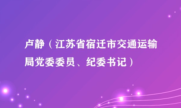 卢静(江苏省宿迁市交通运输局党委委员、纪委书记)