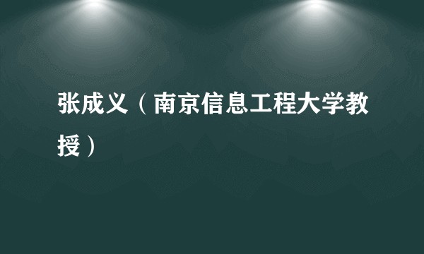 张成义(南京信息工程大学教授)