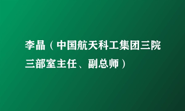 李晶（中国航天科工集团三院三部室主任、副总师）