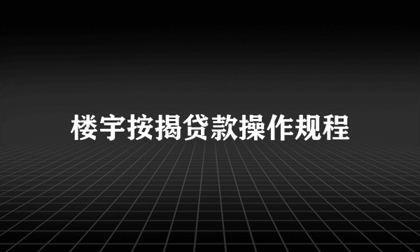 楼宇按揭贷款操作规程