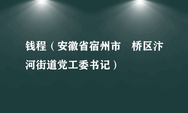 钱程(安徽省宿州市埇桥区汴河街道党工委书记)