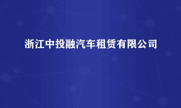 浙江中投融汽车租赁有限公司