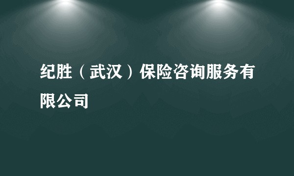 纪胜（武汉）保险咨询服务有限公司