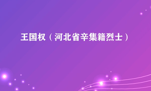 王国权（河北省辛集籍烈士）