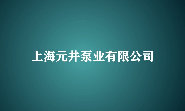 上海元井泵业有限公司