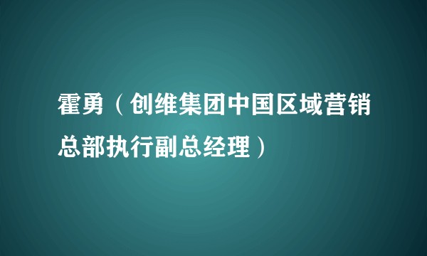 霍勇（创维集团中国区域营销总部执行副总经理）