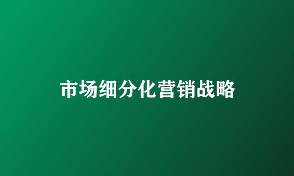 市场细分化营销战略