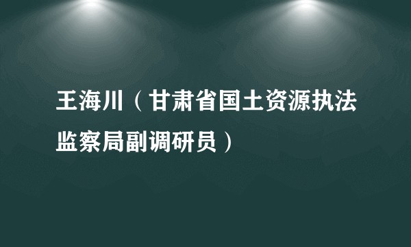 王海川(甘肃省国土资源执法监察局副调研员)