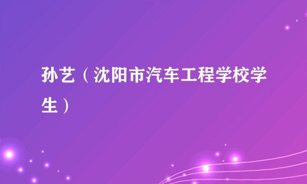孙艺（沈阳市汽车工程学校学生）