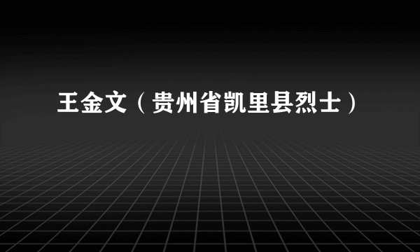 王金文（贵州省凯里县烈士）