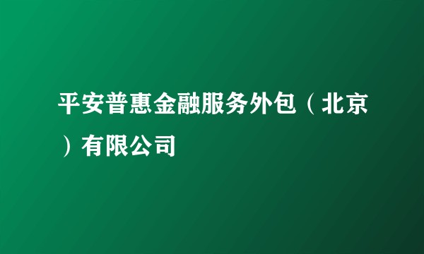 平安普惠金融服务外包（北京）有限公司