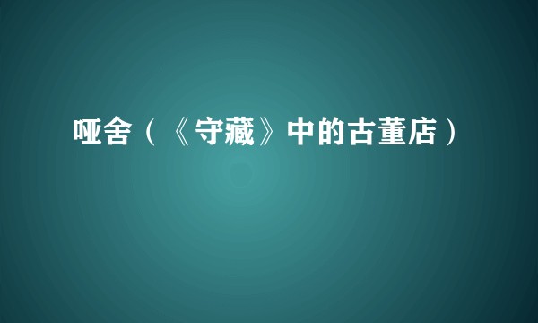 哑舍（《守藏》中的古董店）