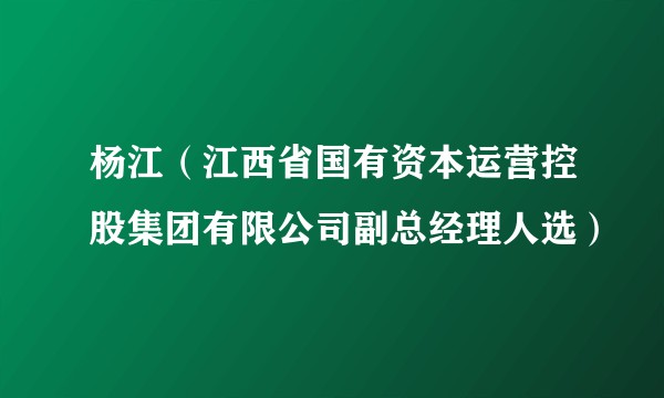 杨江(江西省国有资本运营控股集团有限公司副总经理人选)