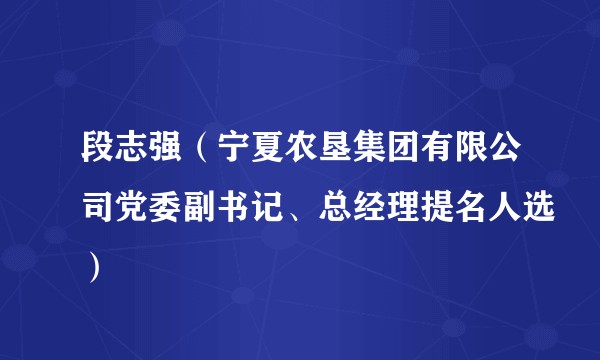 段志强（宁夏农垦集团有限公司党委副书记、总经理提名人选）