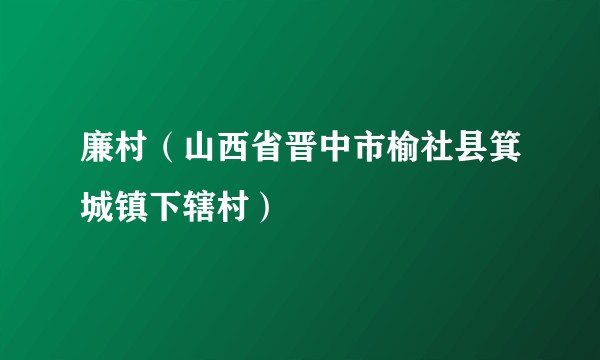 廉村(山西省晋中市榆社县箕城镇下辖村)