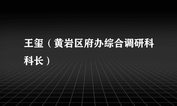 王玺（黄岩区府办综合调研科科长）