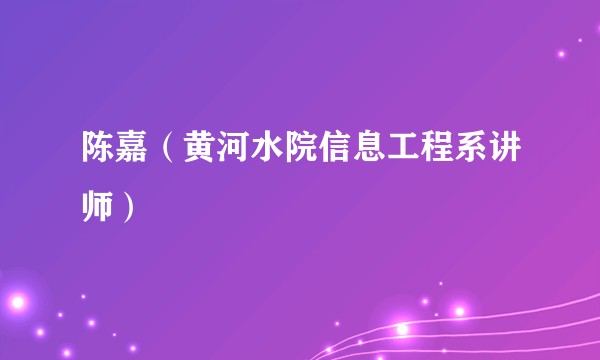 陈嘉(黄河水院信息工程系讲师)