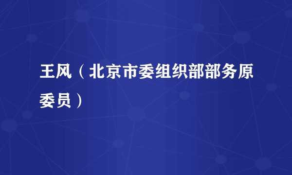 王风(北京市委组织部部务原委员)