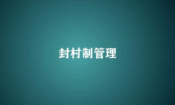 封村制管理