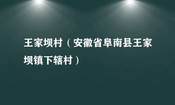 王家坝村(安徽省阜南县王家坝镇下辖村)