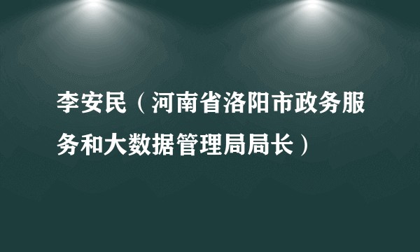 李安民（河南省洛阳市政务服务和大数据管理局局长）