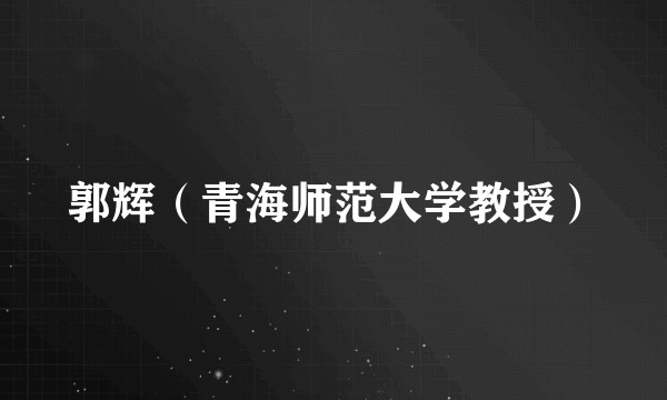 郭辉(青海师范大学教授)