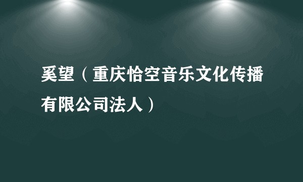奚望(重庆恰空音乐文化传播有限公司法人)