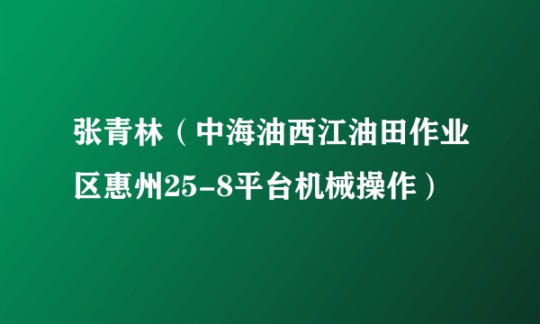 张青林（中海油西江油田作业区惠州25-8平台机械操作）