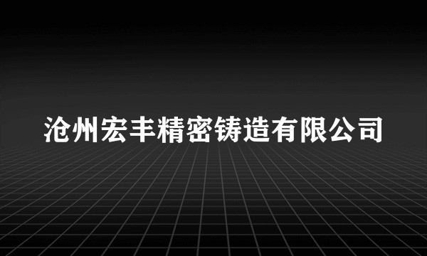 沧州宏丰精密铸造有限公司