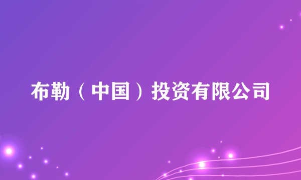 布勒（中国）投资有限公司