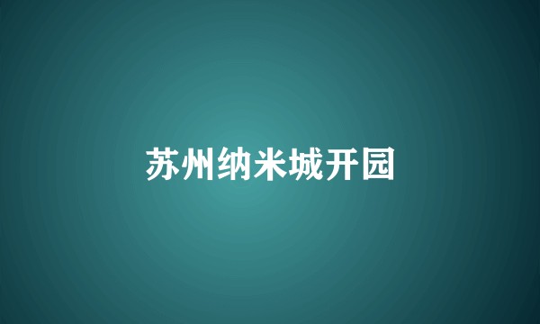 苏州纳米城开园