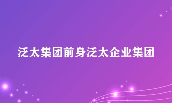 泛太集团前身泛太企业集团
