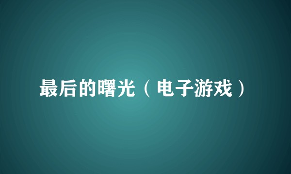 最后的曙光（电子游戏）